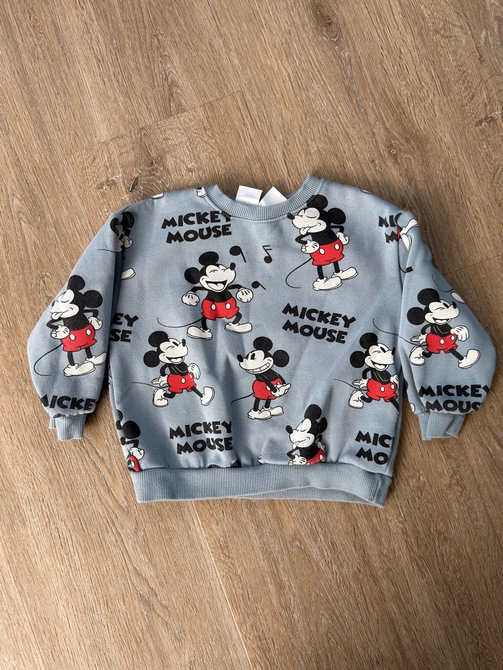 Zara Blue Mickey Mouse Sweatshirt with Red Accents